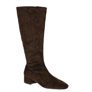 Scoop Women's Faux Suede Knee High Stretch Block Heel Wide Calf Boots Size 9W